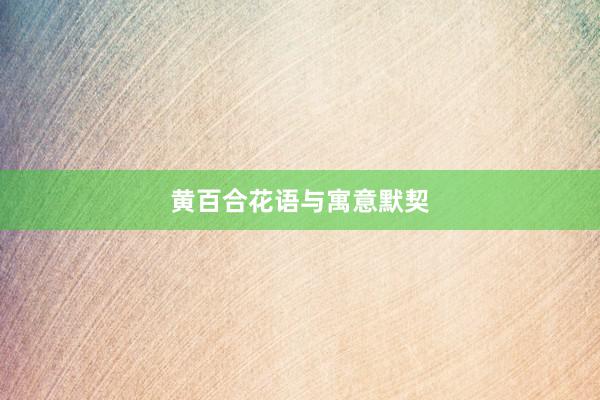 黄百合花语与寓意默契