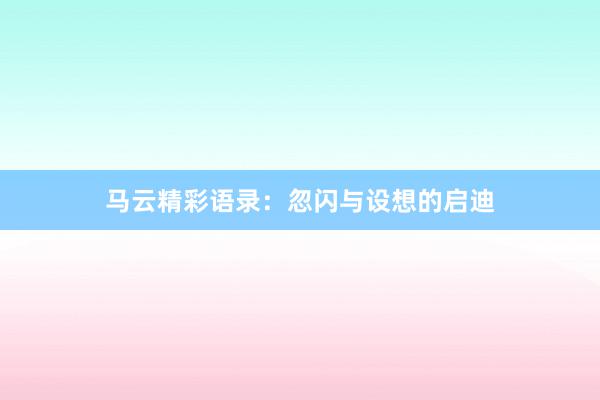 马云精彩语录：忽闪与设想的启迪